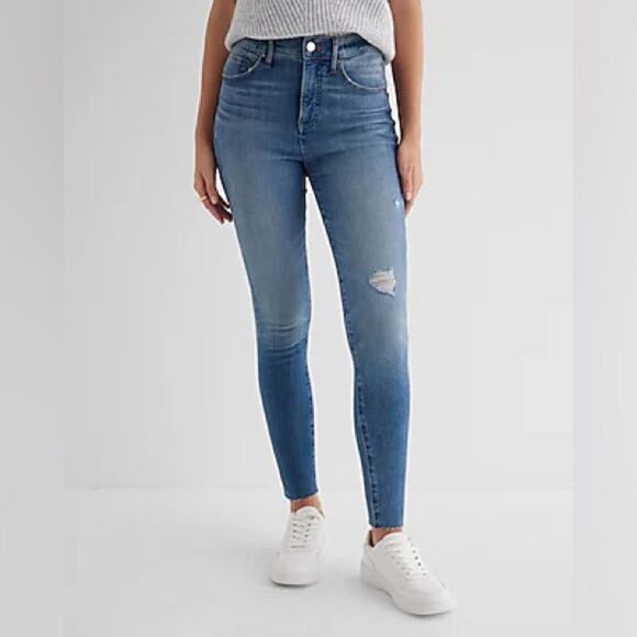 Express Women's High Rise Jeans - Blue - Picture 7 of 16